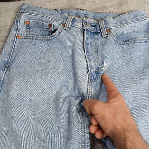 Levis 505 Jeans Mens 31x34 (Fits 30x32) Blue Classic Light Wash Denim Skater Y2k - Picture 7 of 13